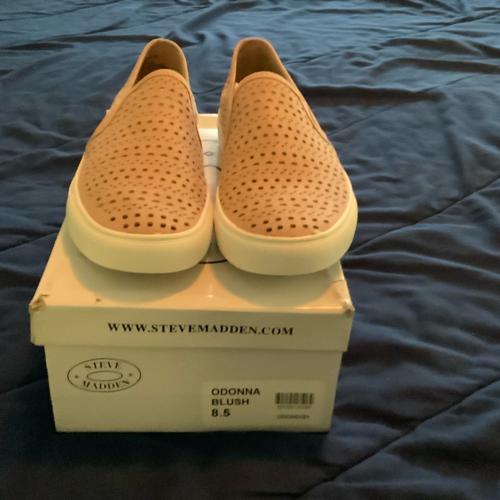 Steve Madden Light Brown Perforated Slip-Ons
